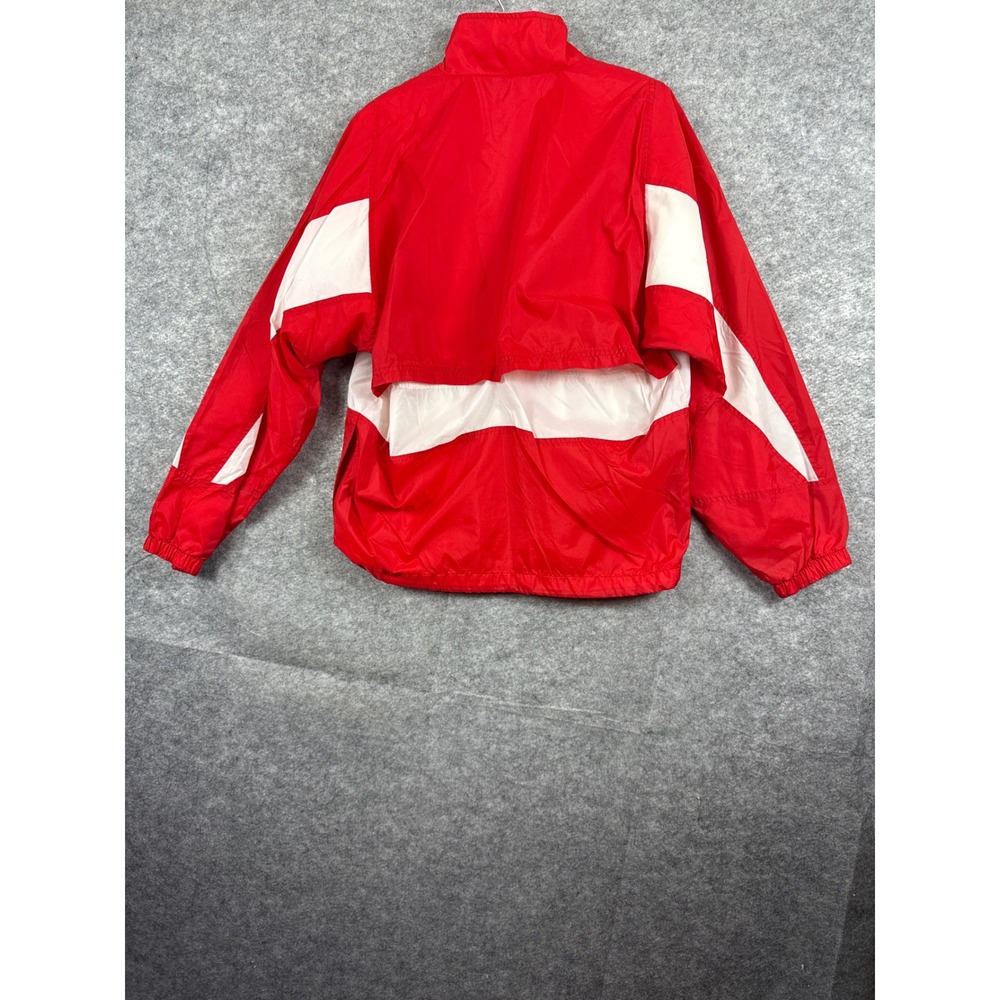 Vintage Asics Windbreaker Jacket Red White Colorblock Full Zip Men L Vented Back - Picture 7 of 13